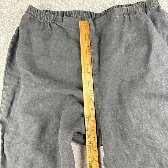 FLAX Linen Pants Women Medium Black Flowy Lagenlook Quiet Luxury Coastal Pull On - Picture 11 of 15
